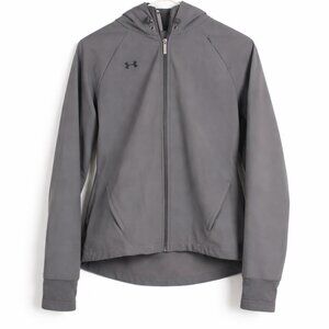Under Armour Jacket Mens Medium Jacket Lightweight Athletic Gray Full Zip Hooded